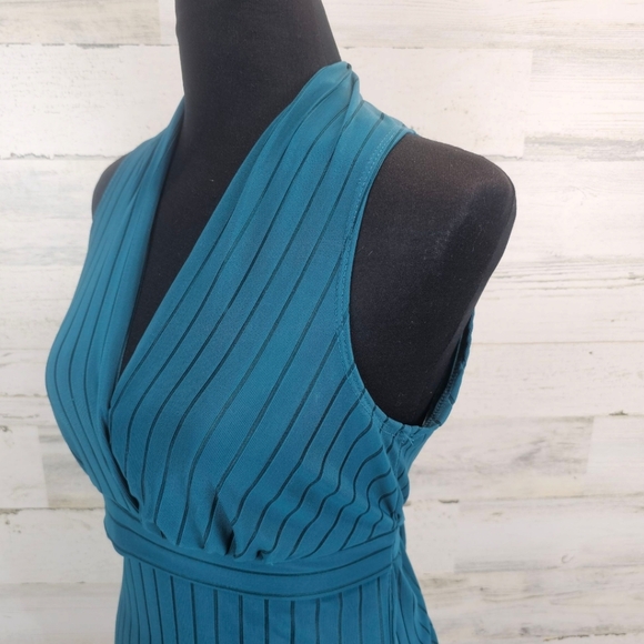 Vtg Moa Moa V-Neck Sleeveless Tie Back Babydoll Top XL Teal Green Y2K 90s Halter - Picture 8 of 11